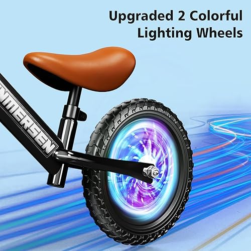 Miniatura 2 de Colorful Lighting - Bicicleta de equilibrio sin pedal de 12 pulgadas para niños, de 24 meses a 5 años de edad, bicicleta ligera de equilibrio