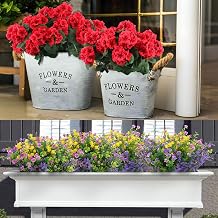 Hananona 24 Pcs Artificial Flowers for Outdoors, Faux Silk Geraniums Indoor, Realistic Wild Flower for Planter, Front Door, Porch, Patio, Yard, Garden