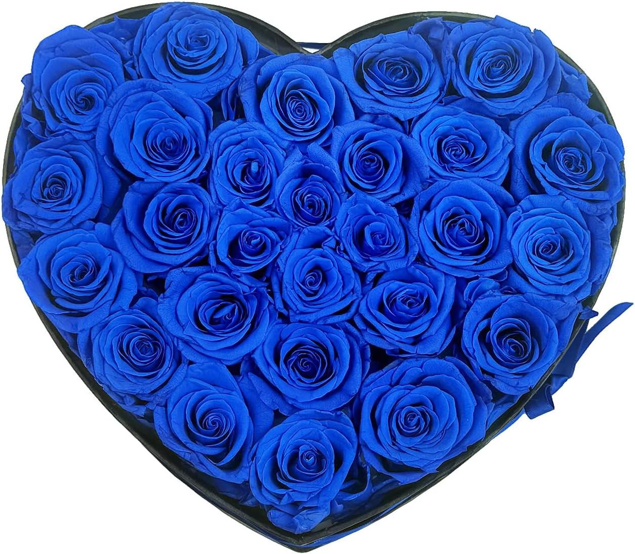Preserved Roses Heart Shape Box Valentines Day Gifts for Her Mothers Day Forever Flowers (Blue, 27 Roses)