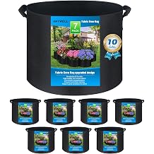 7-Pack 10 Gallon Fabric Grow Bags, Heavy Duty Thickened Fabric Planters Pots, Fabric Pots with Handles, Nonwoven Fabric Bags Suitable for Vegetables Flowers Mushroom 10 Gallon, 7-Pack Black