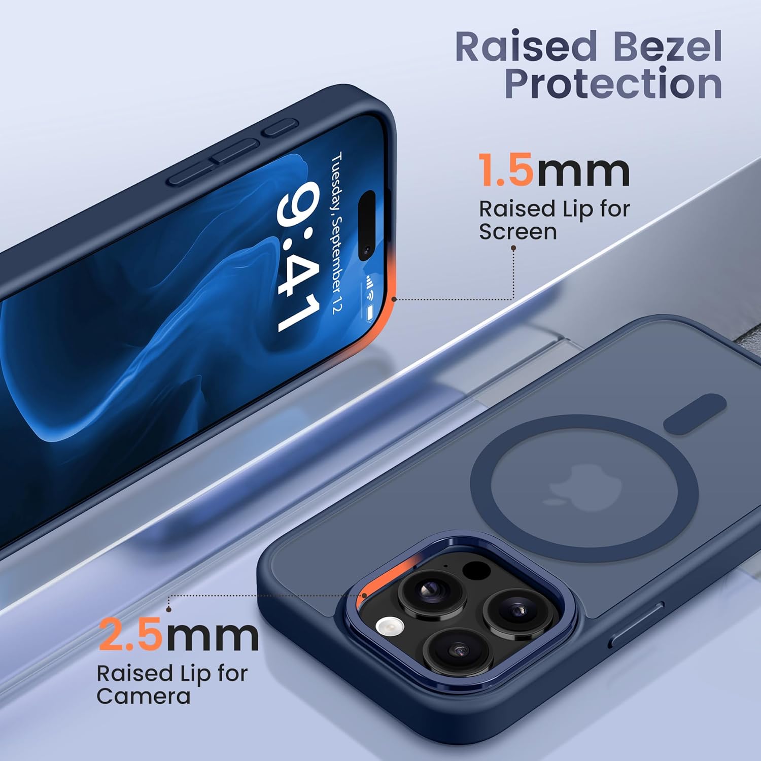 GolbinBox for iPhone 14 Pro Max Case, Compatible with Magsafe, Built-in Invisible Stand,Military-Grade Protection,Anti-Scratch Translucent Matte Hard Back Shockproof Protective Phone Case,Navy Blue - Image 8