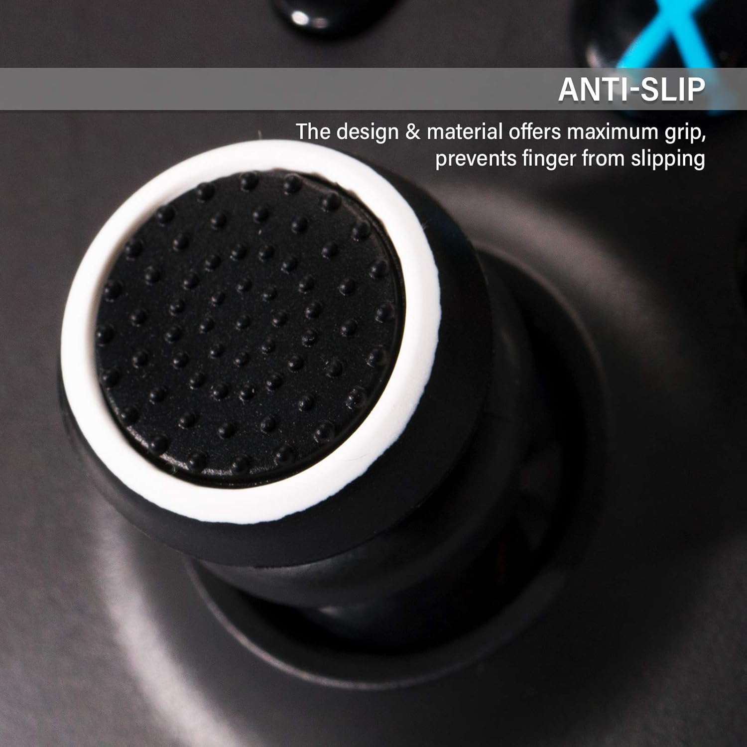 FPS Thumbstick Extender & 3D Texture Rubber Silicone Grip Cover 2 Sets for Xbox Series X/S & Xbox One Controller(Black+Clear)