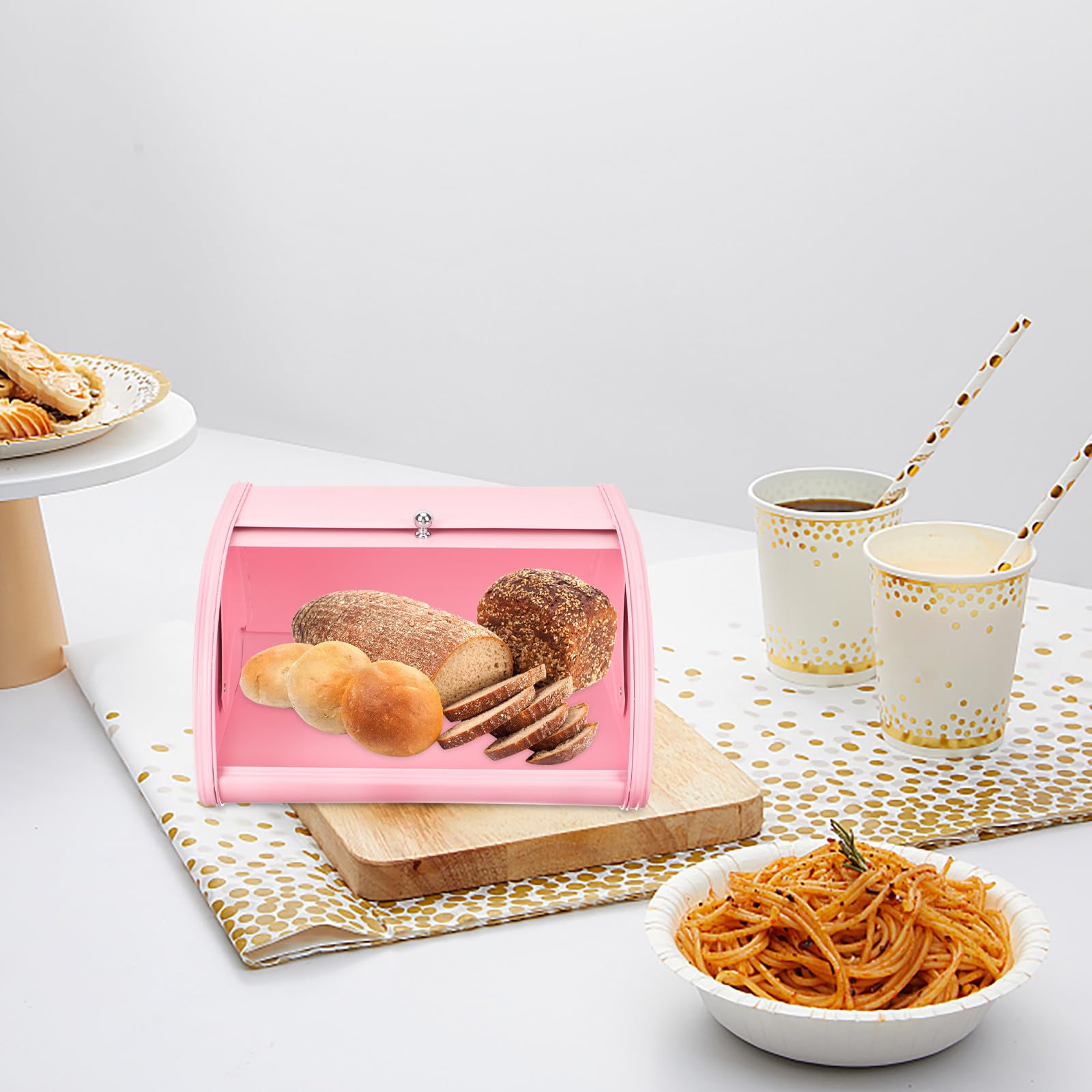 PACKOVE Kleiner Aufbewahrungsbox aus Edelstahl mit Abgerundeten Glatten Kanten Wiederverwendbare Toastertasche in Rosa für Stilvolle Küchenorganisation