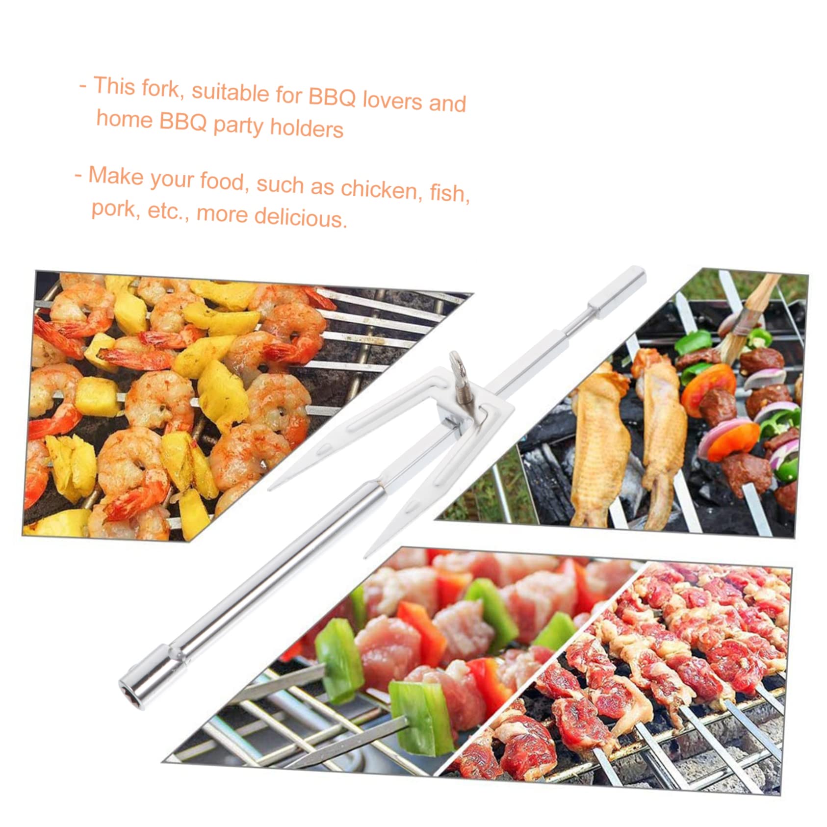 MAGICLULU 2pezzi Forchetta Grill Rotante Professionale Acciaio Inossidabile Per Bbq e Arrosti Utensile Da Cucina Pratico e Facile Da Usare Per e Pollame Per Ristoranti e Uso Domestico