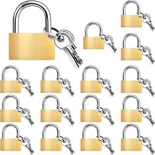 Elesunory 16 Pack Small Padlock with Key, 30mm Solid Brass Padlock with Key, Solid Keyed Alike Padlocks with 3 Keys, Weatherproof Keyed Padlocks for Toolbox, Luggage, Backpacks, Gym and Fence