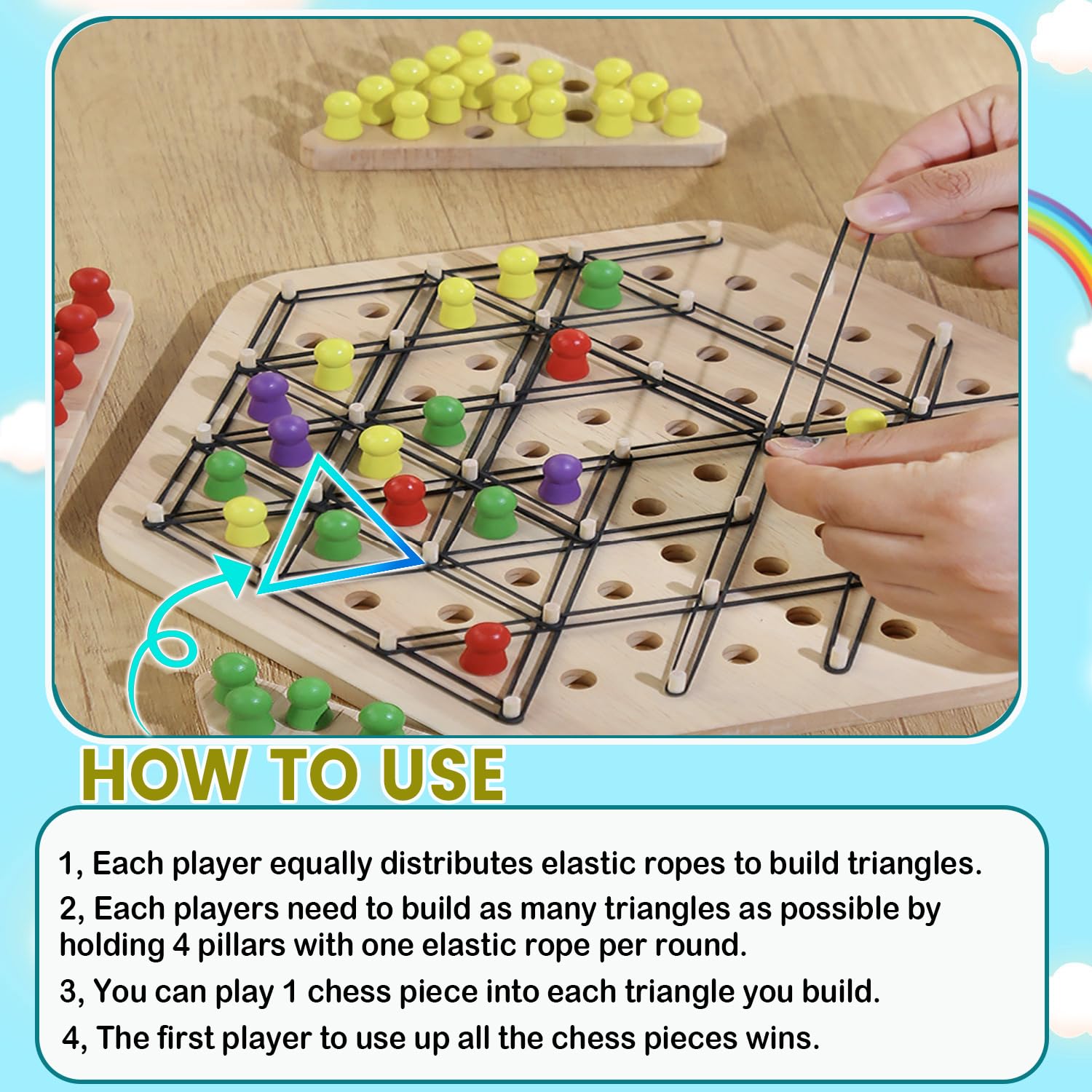 Jeu D'Échecs Triangulaire Triggle En Chaîne - Jeu Élastique Interactif Pour Enfants Et Adultes