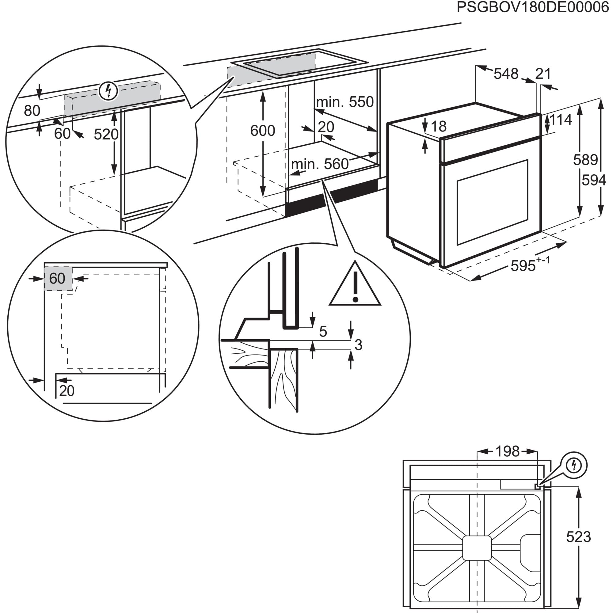 AEG Einbaubackofen Serie 5 Ringheißluft Pyrolyse Selbstreinigung 45 Automatikprogramme LED-Touchdisplay Edelstahl OU5PB40ZSM