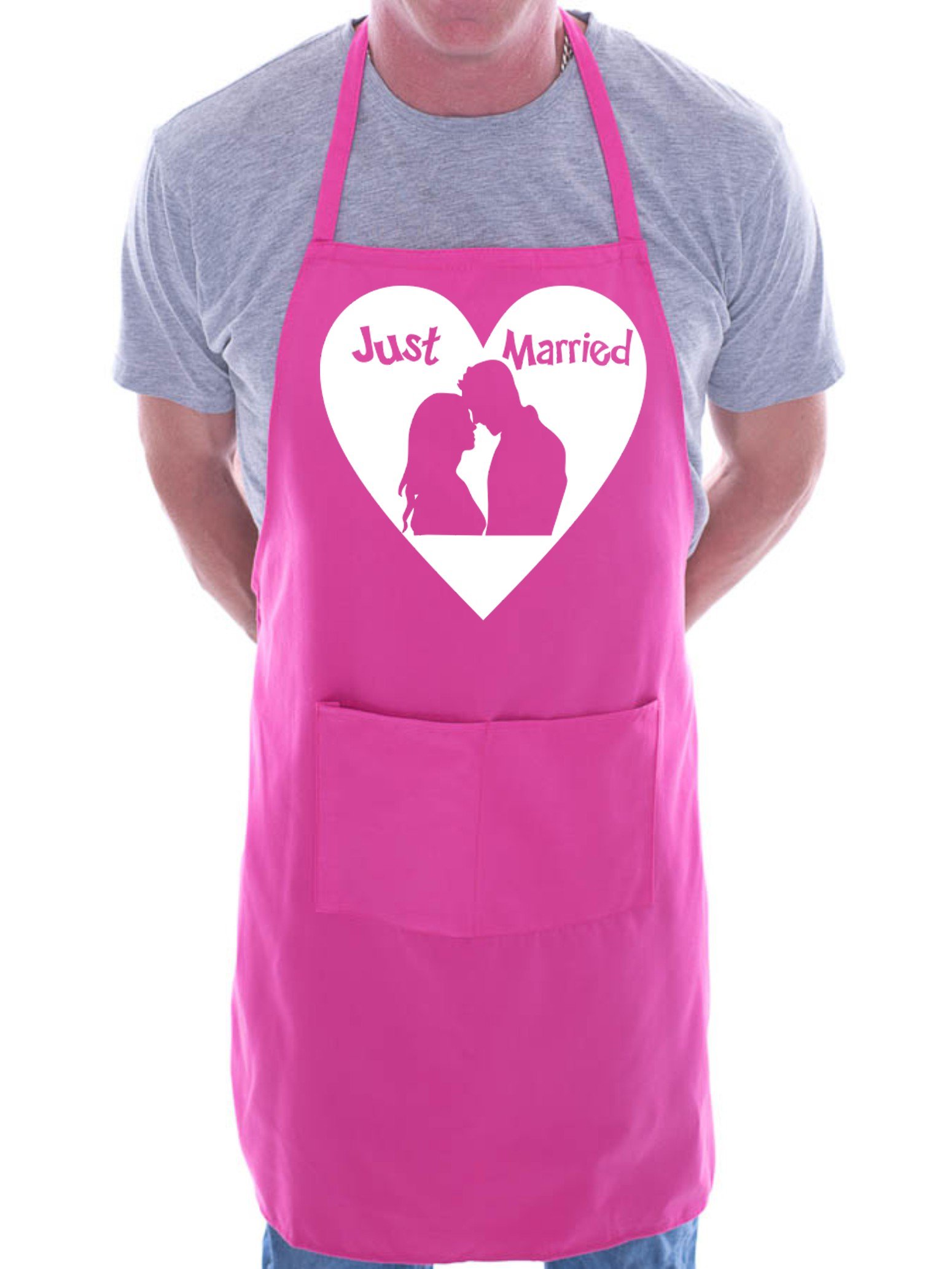 Print4U Just Married Honeymoon Wedding BBQ Cooking Funny Novelty Apron Pink