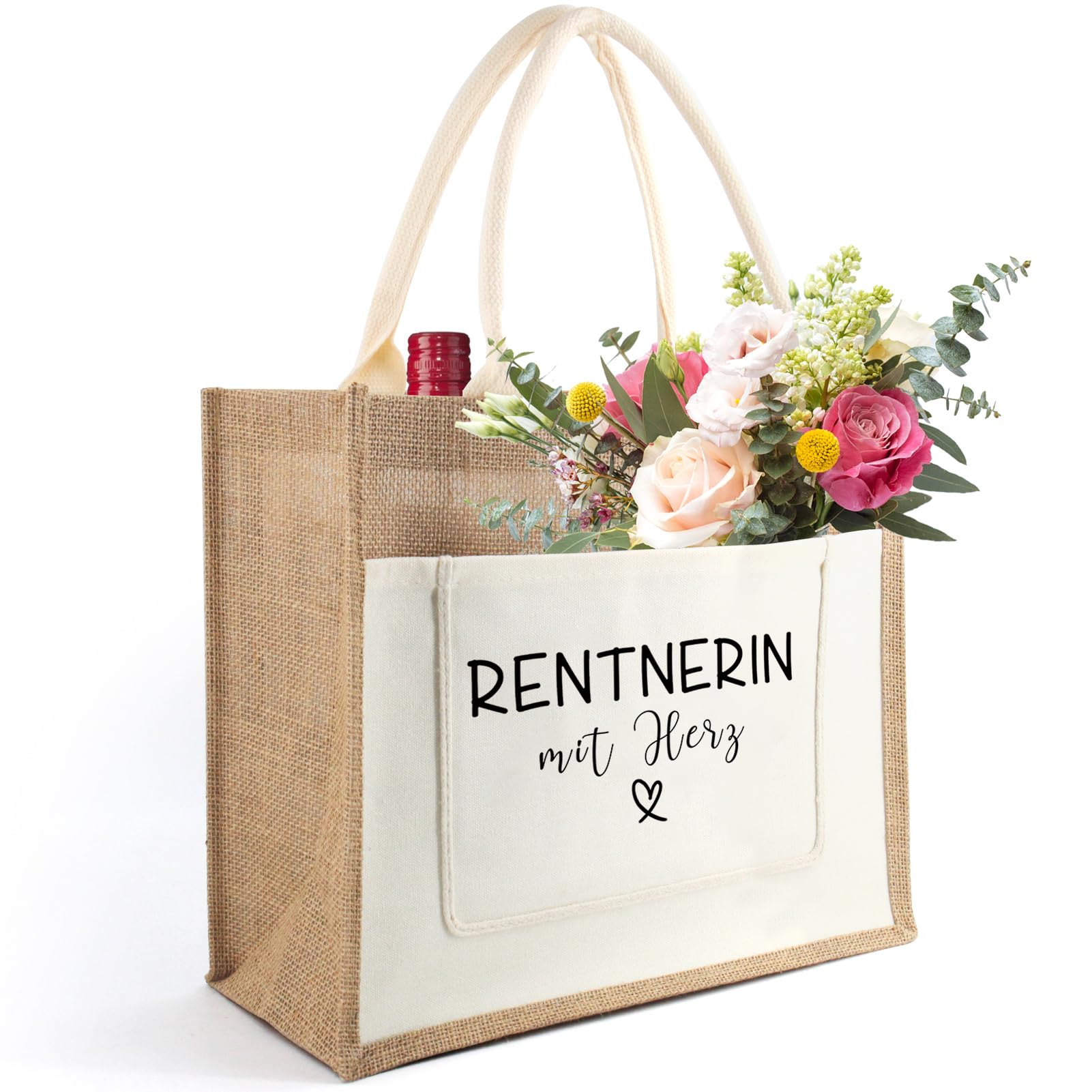 Rentnerin Jutetasche, Jute Tote Bag Geschenke zum Ruhestand Frauen, Jute Einkaufstasche als Abschiedsgeschenk, Ruhestandsgeschenk, Geschenke für Rentnerin zum Abschied, Ruhestand, Geburtstag