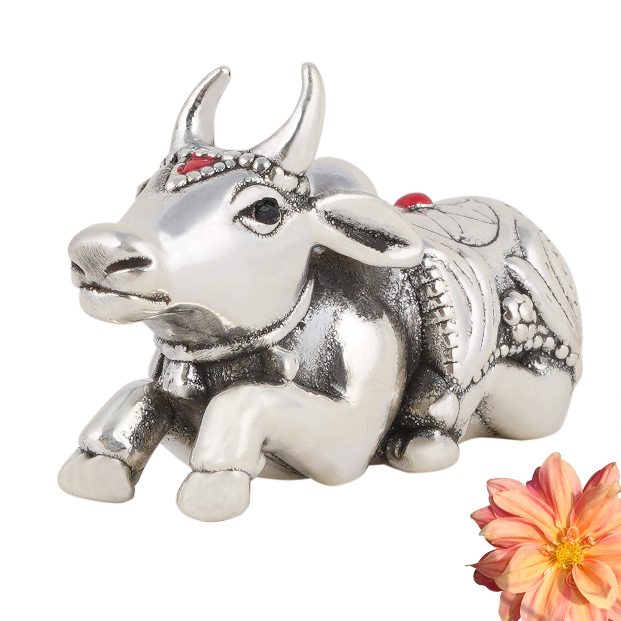 DHRUVS COLLECTION 999 Silver Shiv Nandi Maharaj Idol - Shivji Ki Savari for Pooja, Home Decor & Gifting Purpose