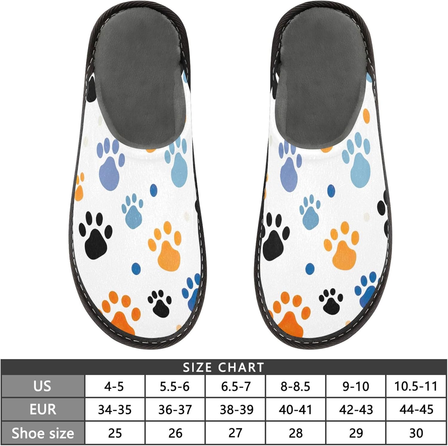 Dog Paw Print House Slippers – Cozy Fuzzy Slippers for Guests, Washable & Disposable, Perfect for Shoeless Home, Spa & Hotel Use A111018