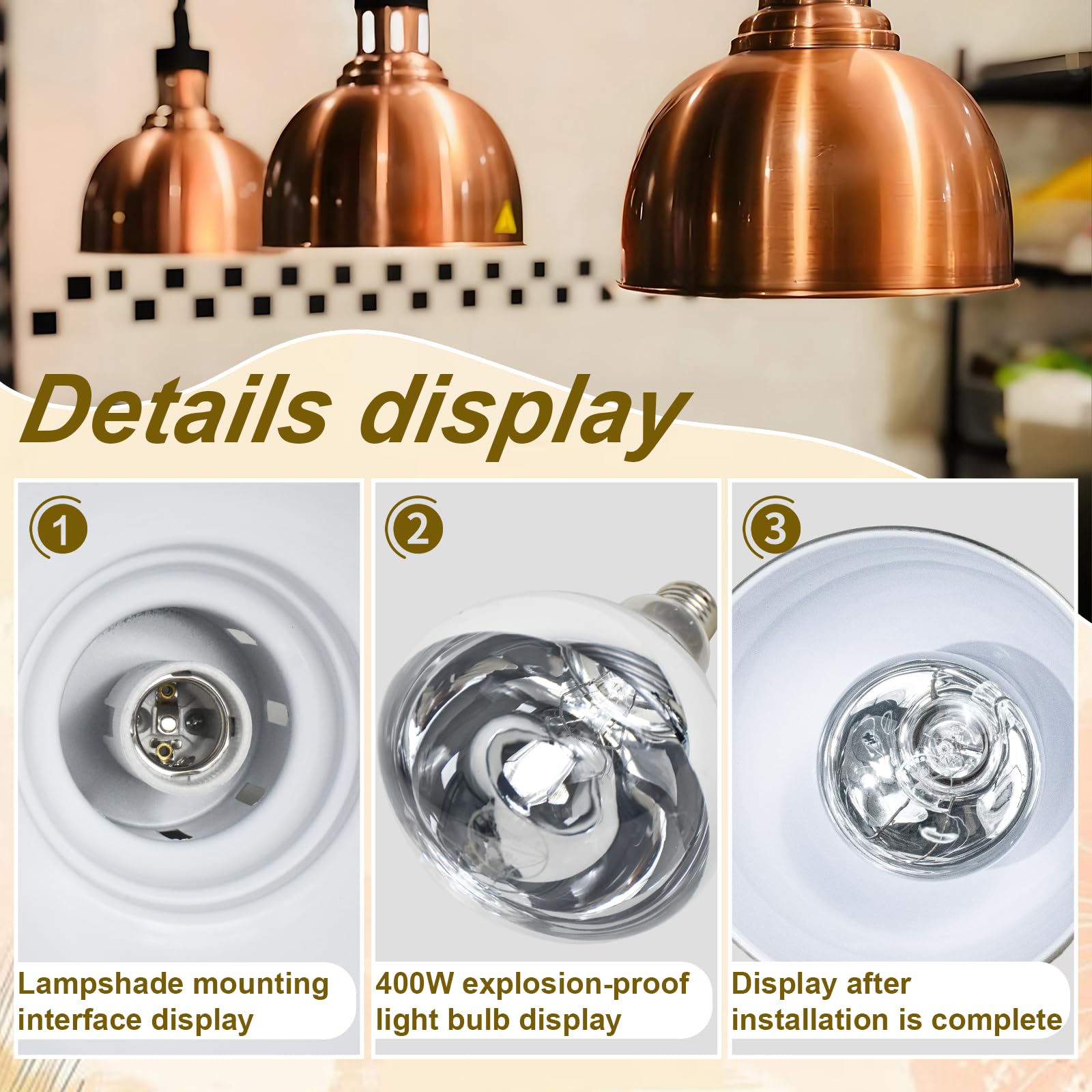 Lampe Chauffante Cuisine Professionnelle, Lampe Chauffe Plat Infrarouge Cuisine Suspendu, 19/25cm Lampe Chauffante Alimentaire Réglable Commerciale Cuisine, Restaurant, Buffet(A-25cm,2 Pièces)