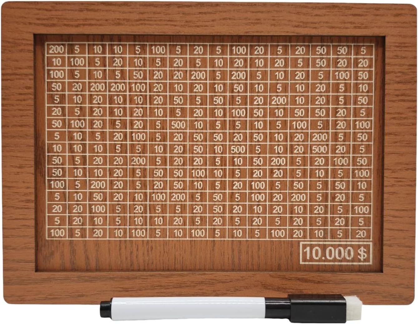 Money Storage Box Saving Case Wooden with Counter Marker Pen Vintage Piggy Bank Target Numbers Coin Cash Container E