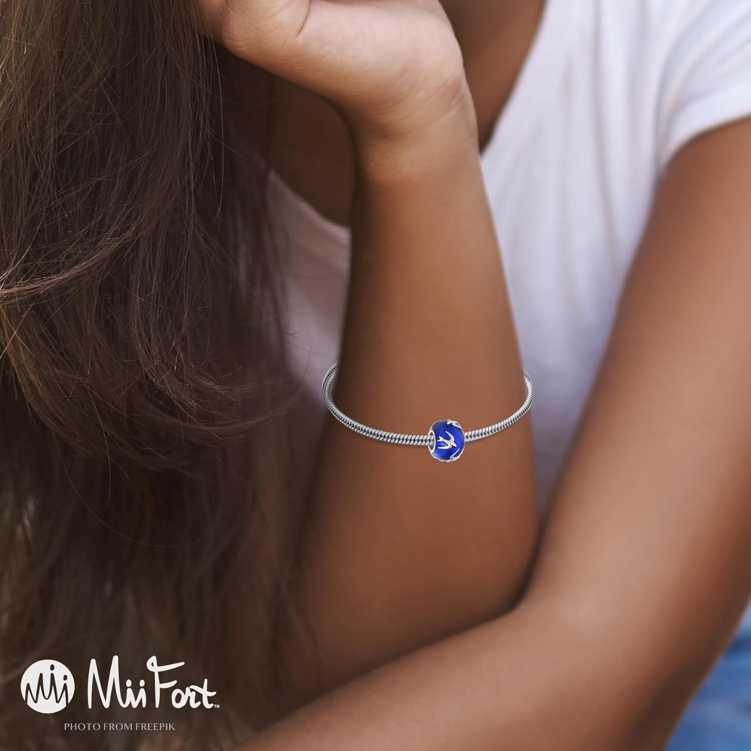 Swallow Birds Freedom Blue Spacer Bead Charm Compatible with Pandora Charms Bracelets - Image 4