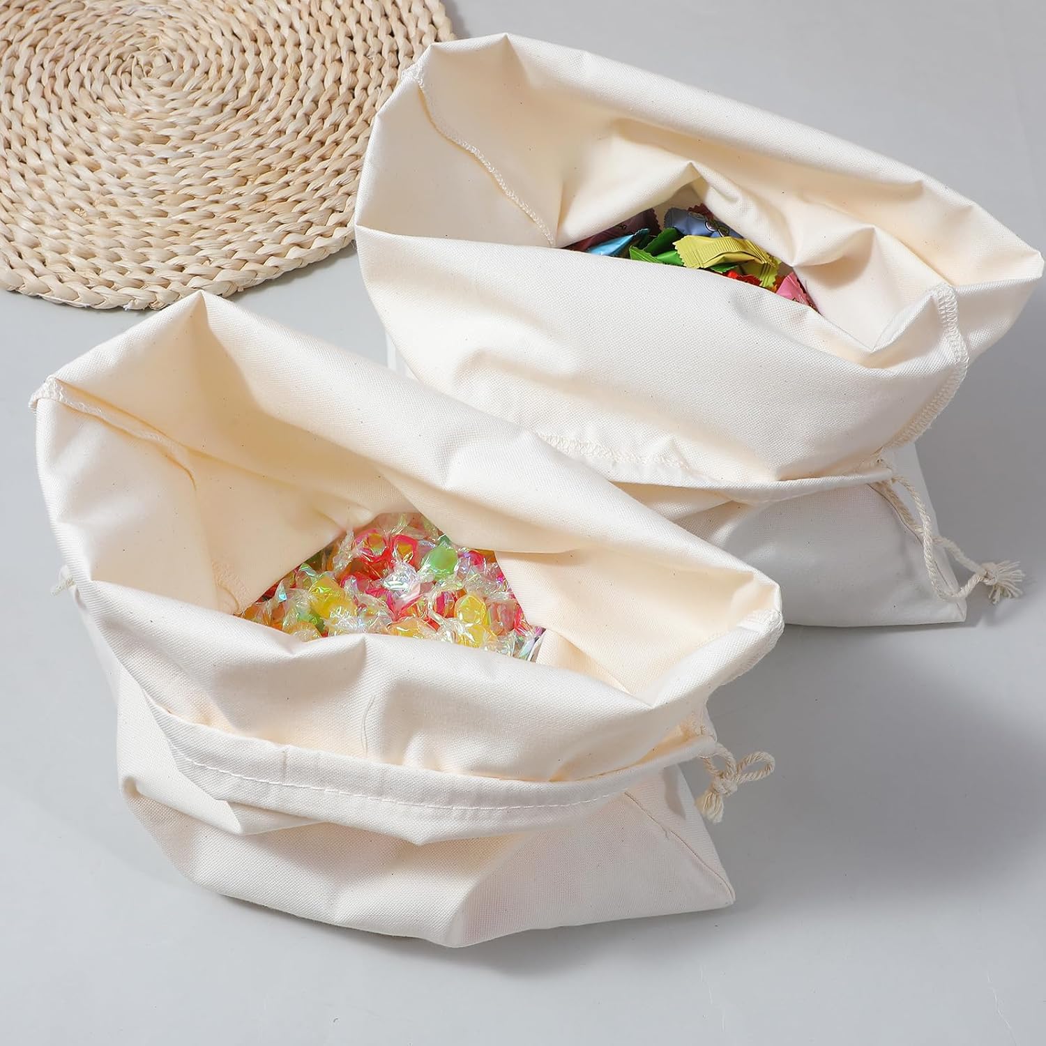 20 Pack Premium Cotton Drawstring Bags, Muslin Bags with Drawstring for Storage, 15.74 x 12.2 Inch Cotton Storage Bag for Handbags Purses Shoes
