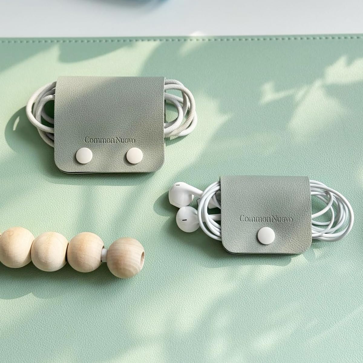 Cable Organizer Set of 3, Vegan Leather | Common Nuovo (Ash Mint)