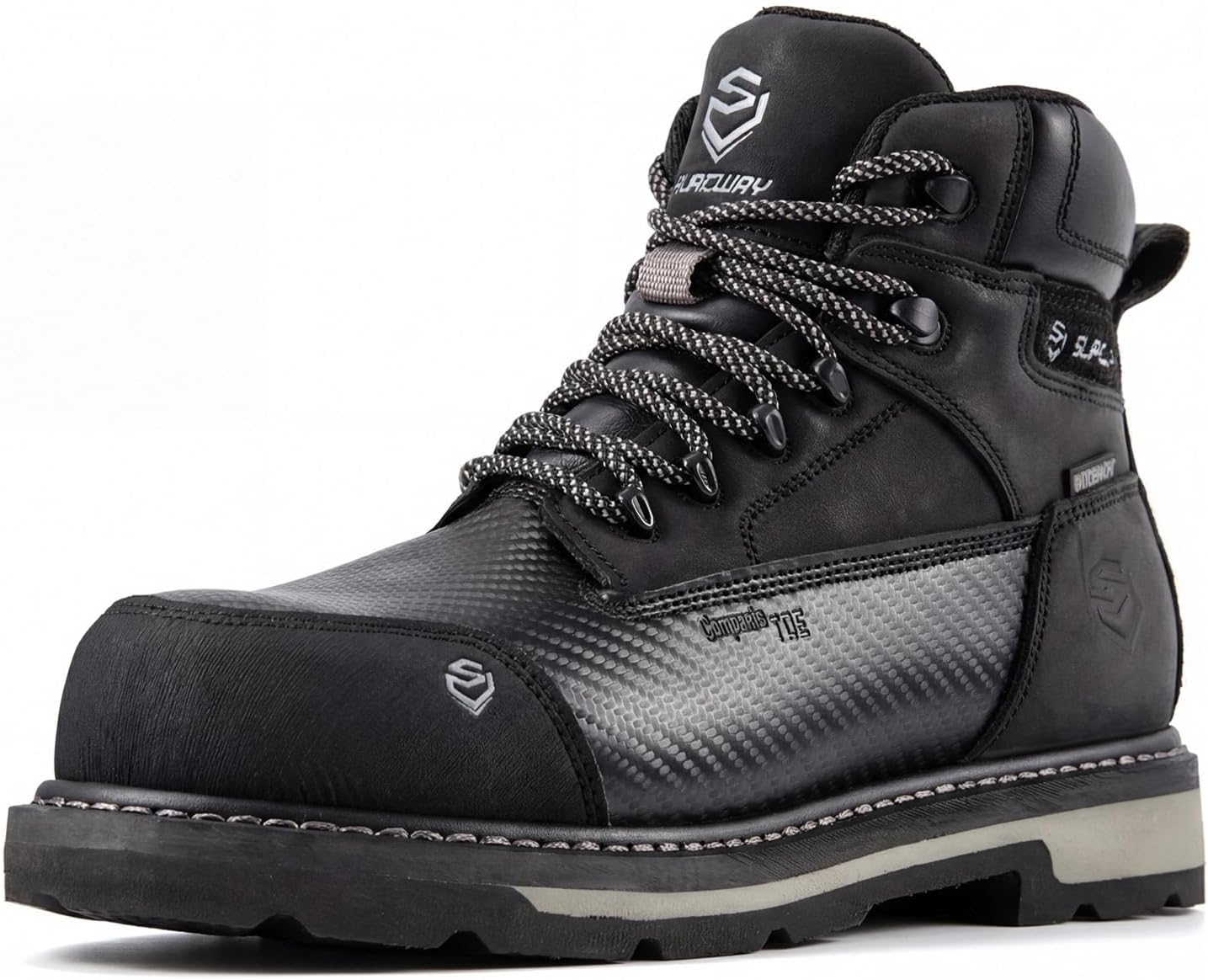 SUREWAY Men's 6" Waterproof Soft/Composite Toe Work Boot - Heavy Duty Crazy Horse Leather, Slip Resistant Lace Up for Construction & Industrial Safety