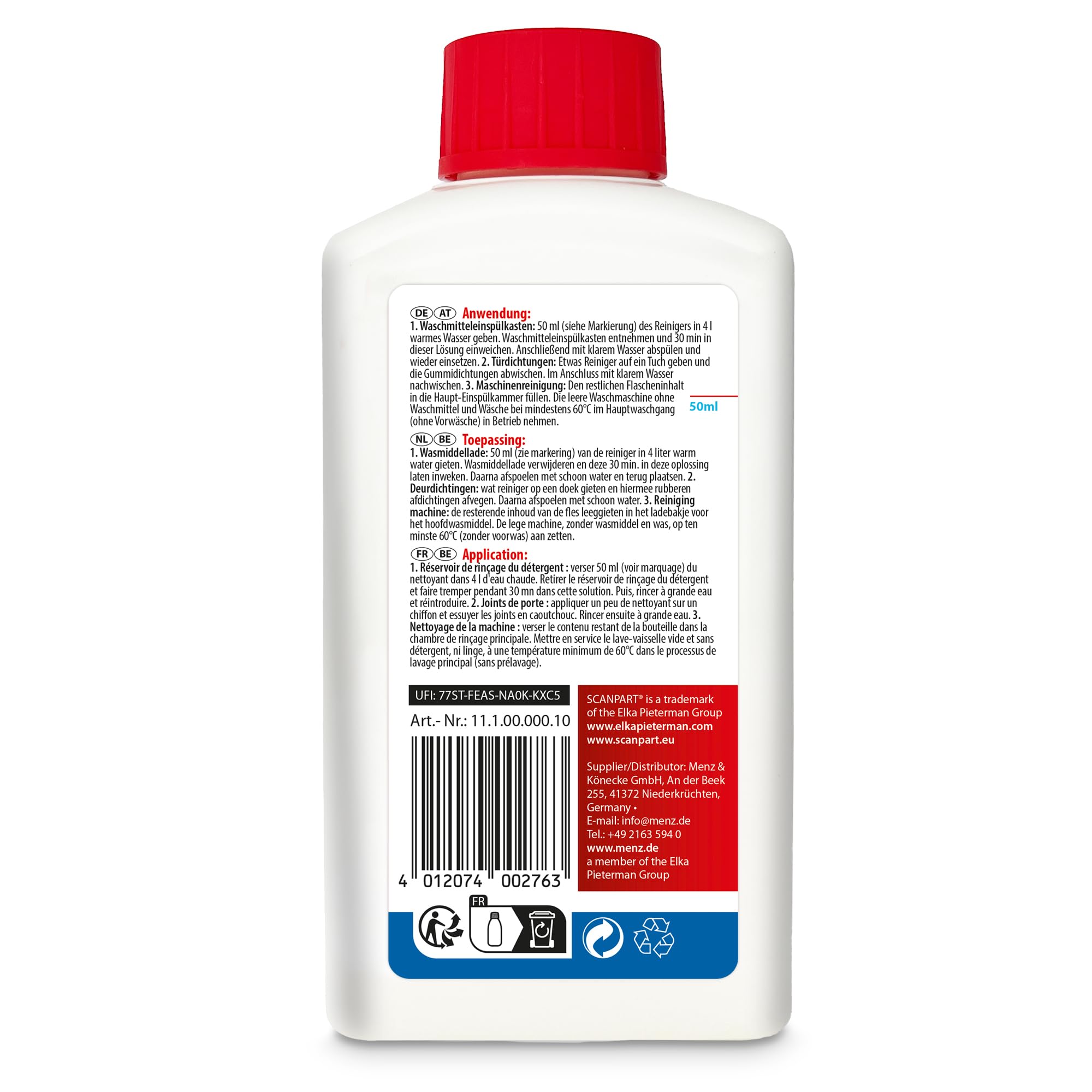 Scanpart 1110000010 akcesoria do pralki/środek do pielęgnacji pralki/250 ml
