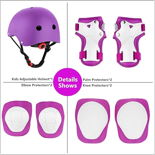 Miniatura 8 de Casco de bicicleta para niños de 2 a 14 años casco de seguridad ajustable con equipo de protección cascos de patineta con rodilleras protectores de