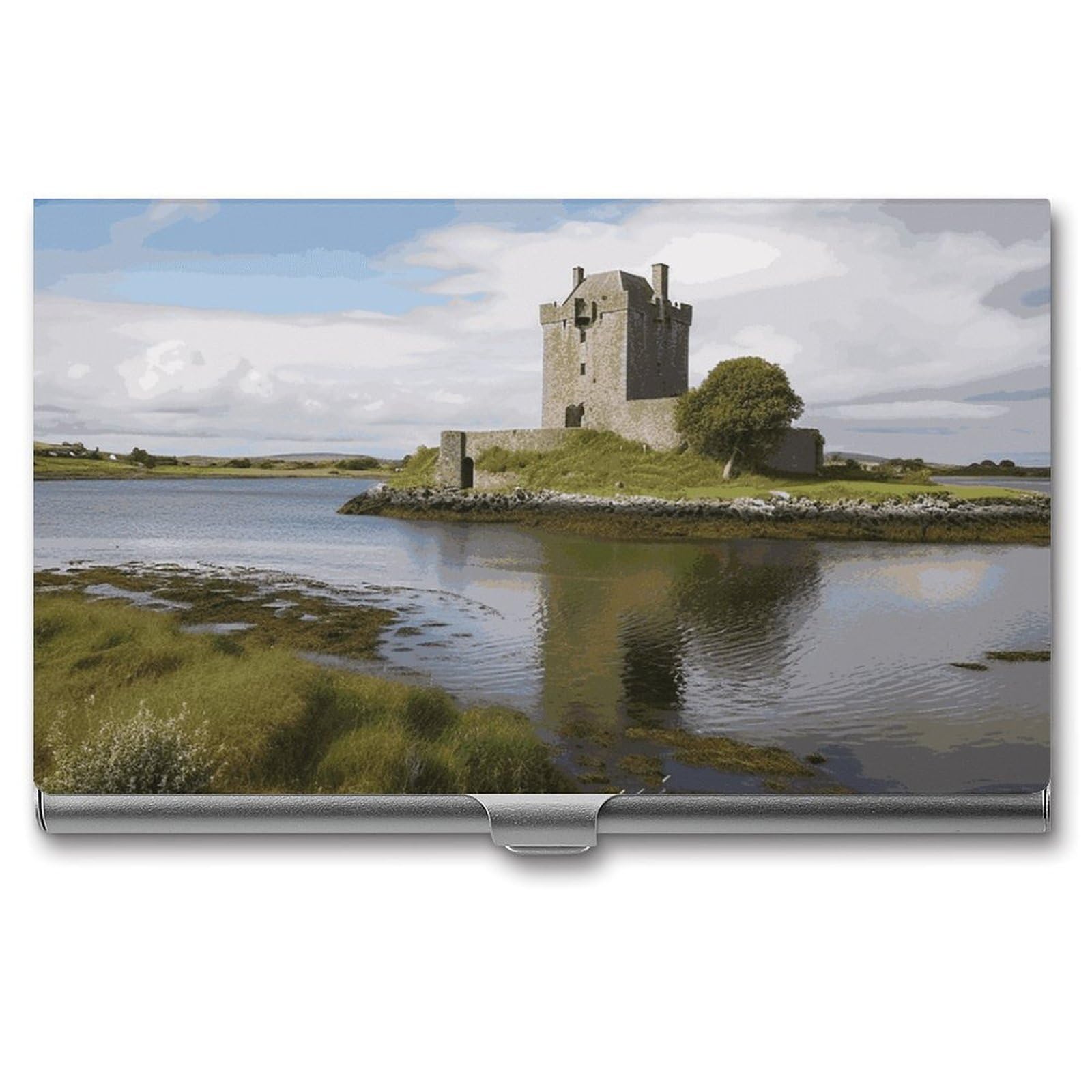 JTREHY View of The Dunguaire Castle Business Card Case Convenient to Carry Business Card Dispenser Durable Not Prone to Wear And Tear Business Card Holder for Men & Women