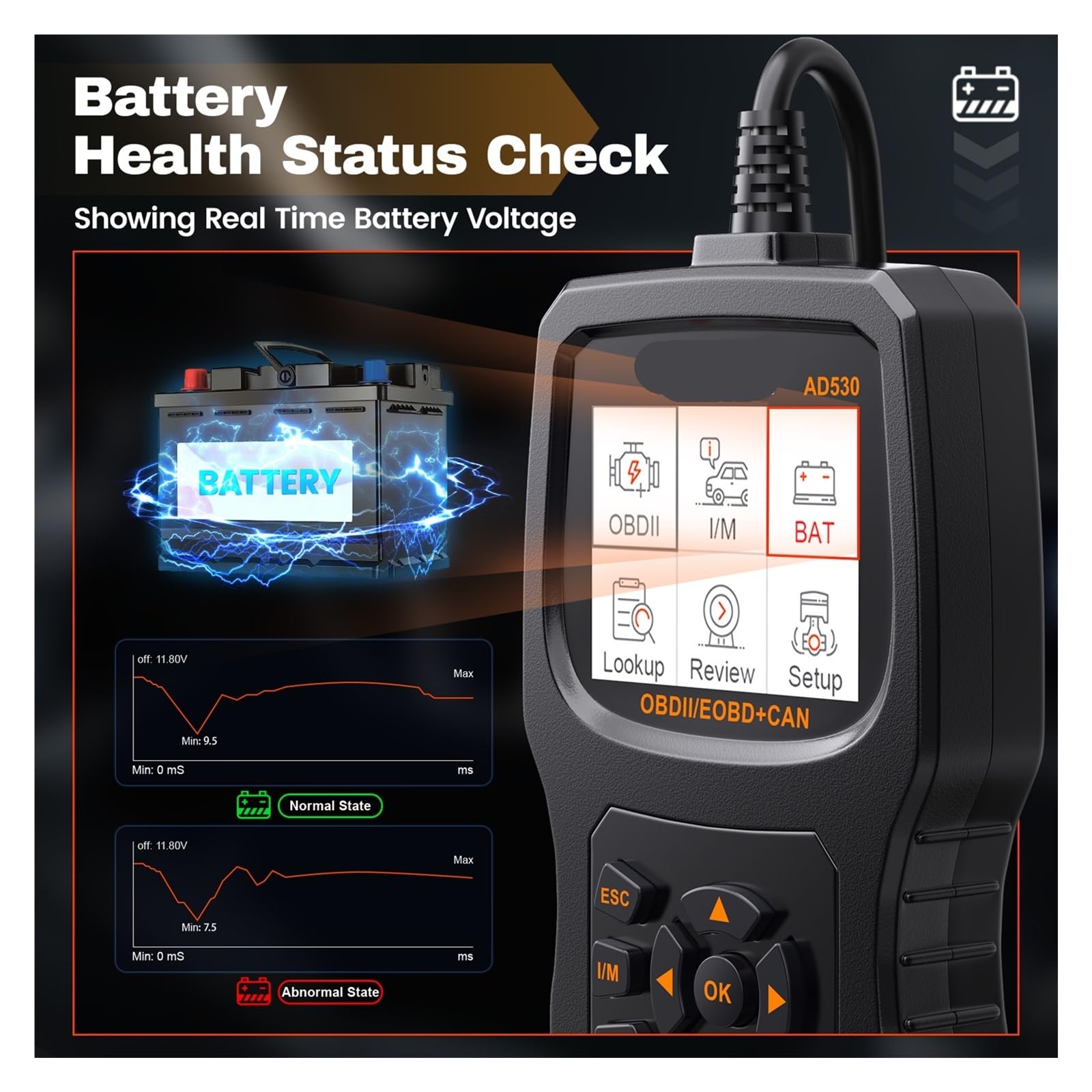 Profesjonalny czytnik kodów samochodowych OBD2, tester akumulatorów, check engine, OBD 2 Car Narzędzie diagnostyczne