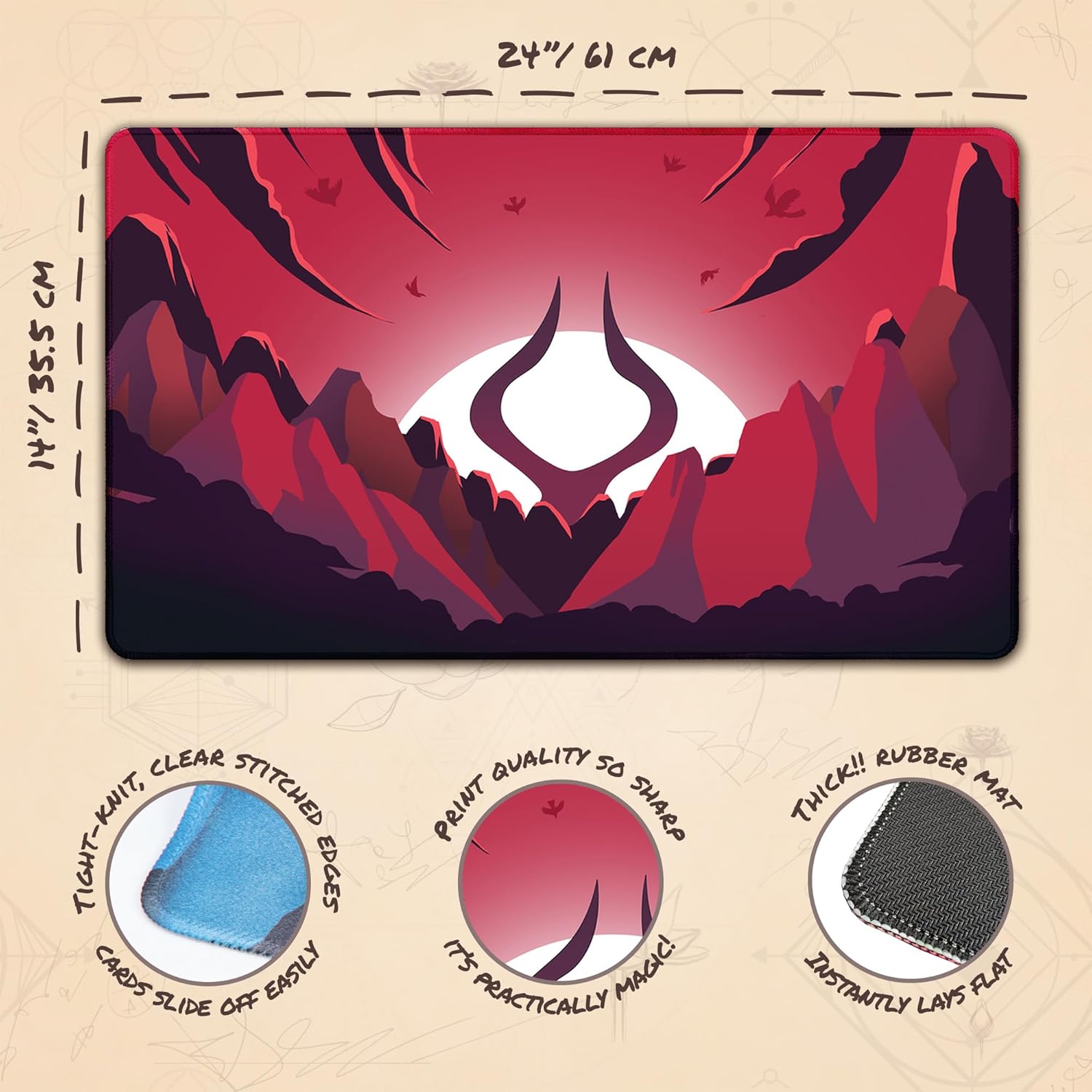 Mountain Mana Scenery (Stitched) - MTG Playmat - Compatible with Magic The Gathering Playmat - Play MTG, YuGiOh, TCG - Original Play Mat Art Designs & Accessories