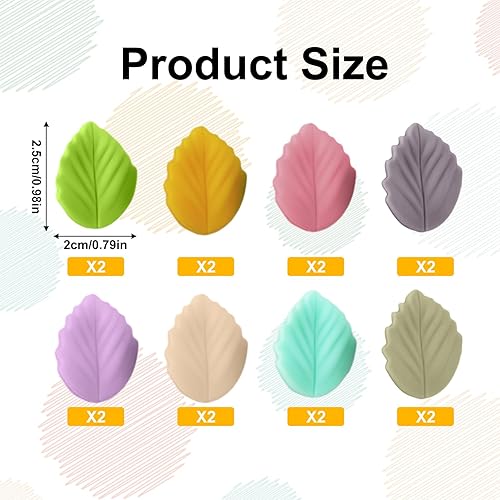 Miniatura 2 de 16 tapones de aguja de tejer, lindo protector de punta de aguja de hoja de 8 colores, cubiertas de punta de puntada de silicona, tapas de extremo de