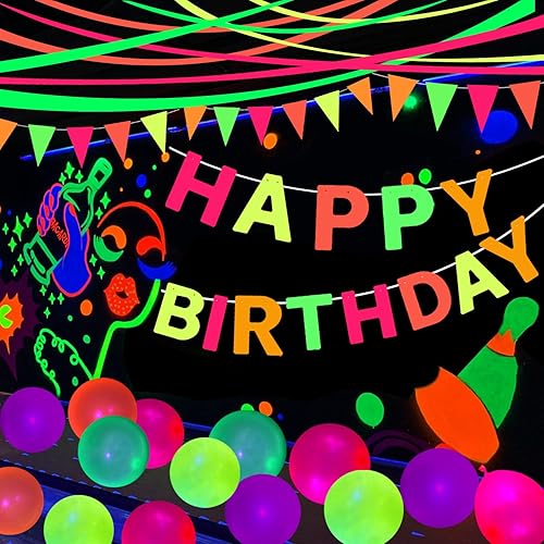 Miniatura 12 de Serpentinas de papel neón que brillan en la oscuridad, 1260 pies, luces negras, decoraciones de neón para fiestas, 12 rollos de papel crepé