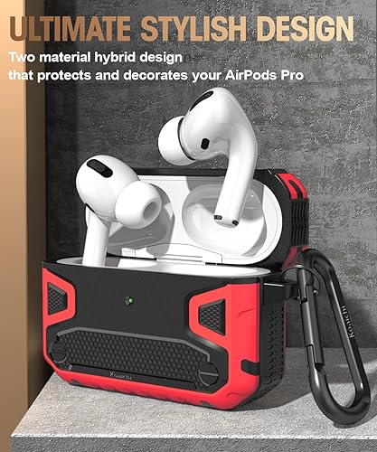 Miniatura 2 de Koaichi Compatible con AirPods Pro (2 generación1 generación), carcasa rígida resistente de cuerpo completo con llavero diseñado para AirPods Pro