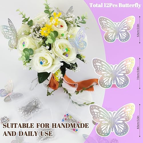 Miniatura 10 de Yhsheen Broches de diamantes de imitación Broche de cristal, conjunto de ramo de boda de cristal de perlas