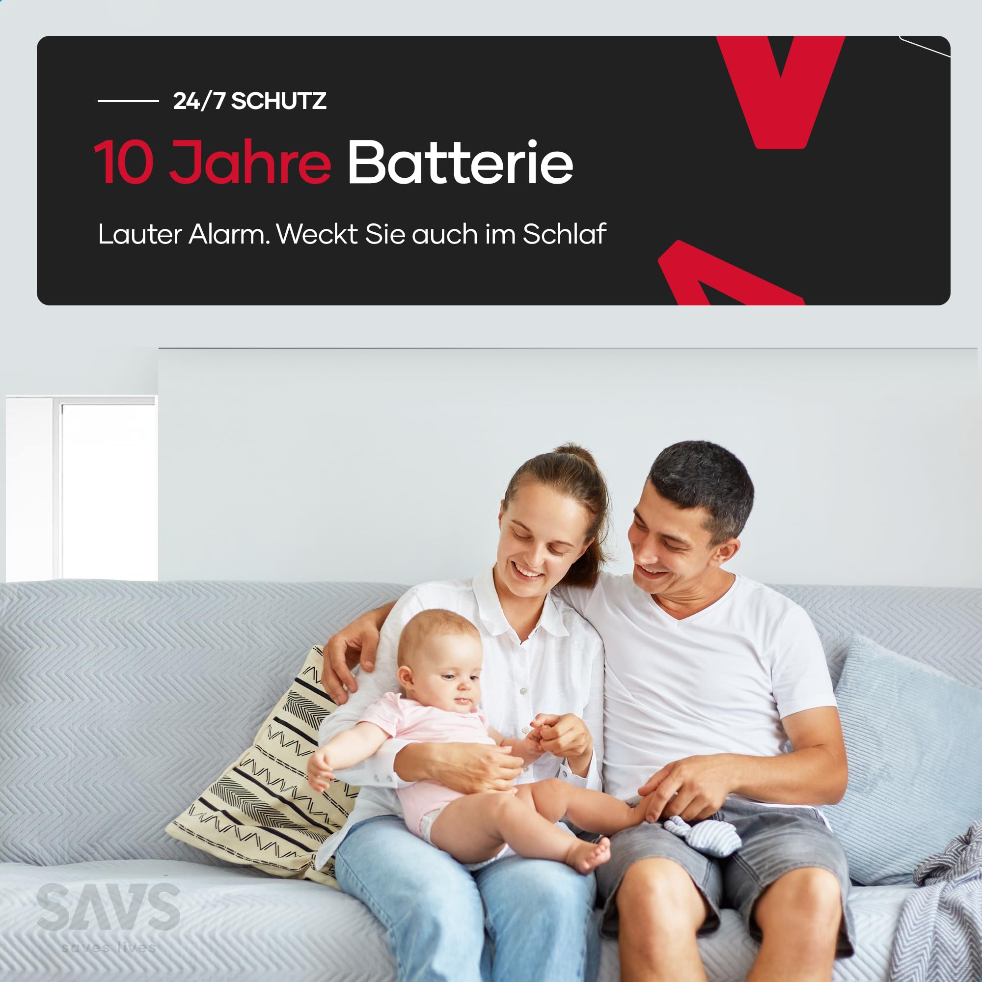 SAVS S10 Stand-Alone-Rauchwarnmelder - Integrierte 10-Jahres-Batterie - Optischer Doppelsensor - Fernbediente Mute-Funktion - Magnetische Montage ohne Bohren - Schlankes Design - Weiß - 10er Set