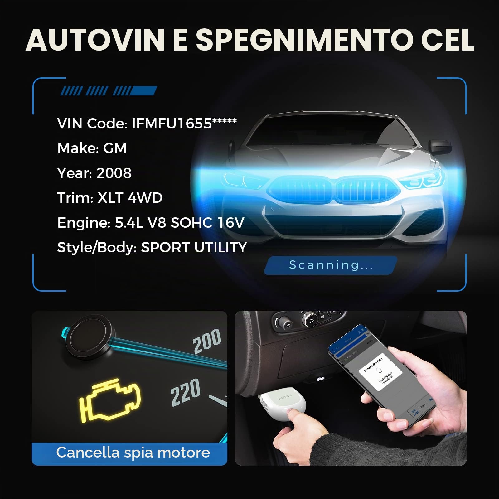 Autel MaxiAP AP200 OBD2 Diagnosi Auto Bluetooth, Lettore di Codice con Diagnosi di Sistemi Completi, AutoVIN, Reset Olio/EPB/BMS/SAS/TPMS/DPF Servizio IMMO per Fai-da-te Della Famiglia