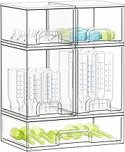 SpaceAid Bottle Storage Organizer Baby - Acrylic Bottles Station Organizer Container, Stackable Clear Drawers for Countertop, Vanity, Bathroom, Cabinet, Pantry Organization, 5 Pack, 2S2M1L, 15.4" H