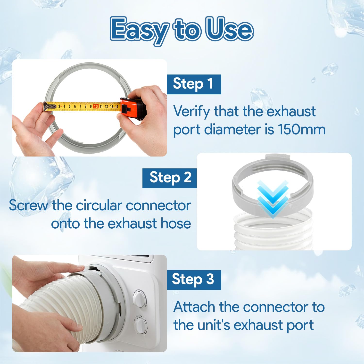 Uniwersalny adapter okienny, przenośny klimatyzator, przedłużacz węża, złączka 150 mm, złącze do rury wydechowej, złącze do rury wydechowej, adapter do wymiany