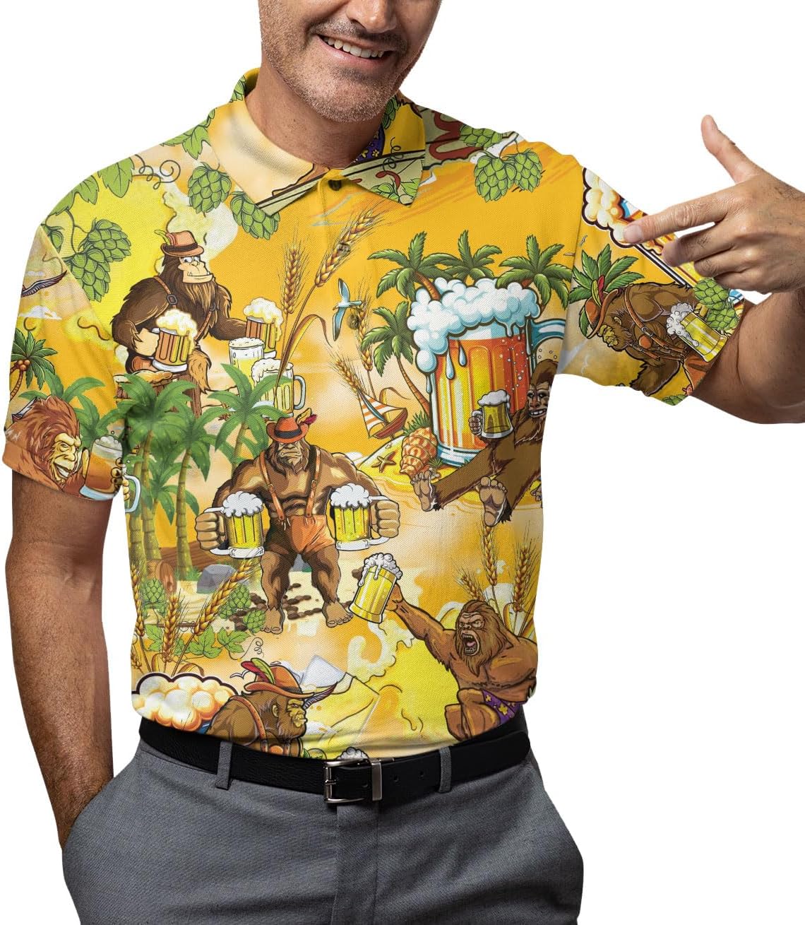 ACEPrints Colorful Hawaiian Polo Shirts for Men Casual Mens Polo Shirts Short Sleeve Golf Shirts for Men