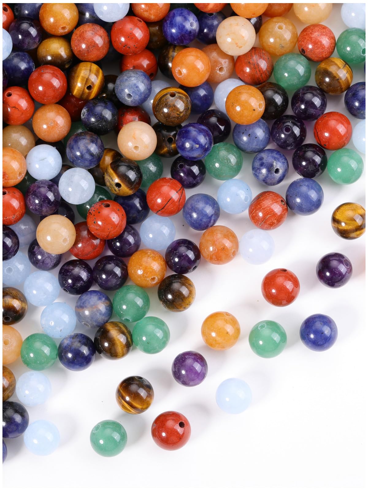 JOVIVI 8mm 7 Chakra Crystal Beads for Jewellery Making,100Pcs Beads for Crafting Natural Round Stone Loose Gemstone Colourful Rainbow Craft Beads for Jewelry Making Bracelet Necklace DIY