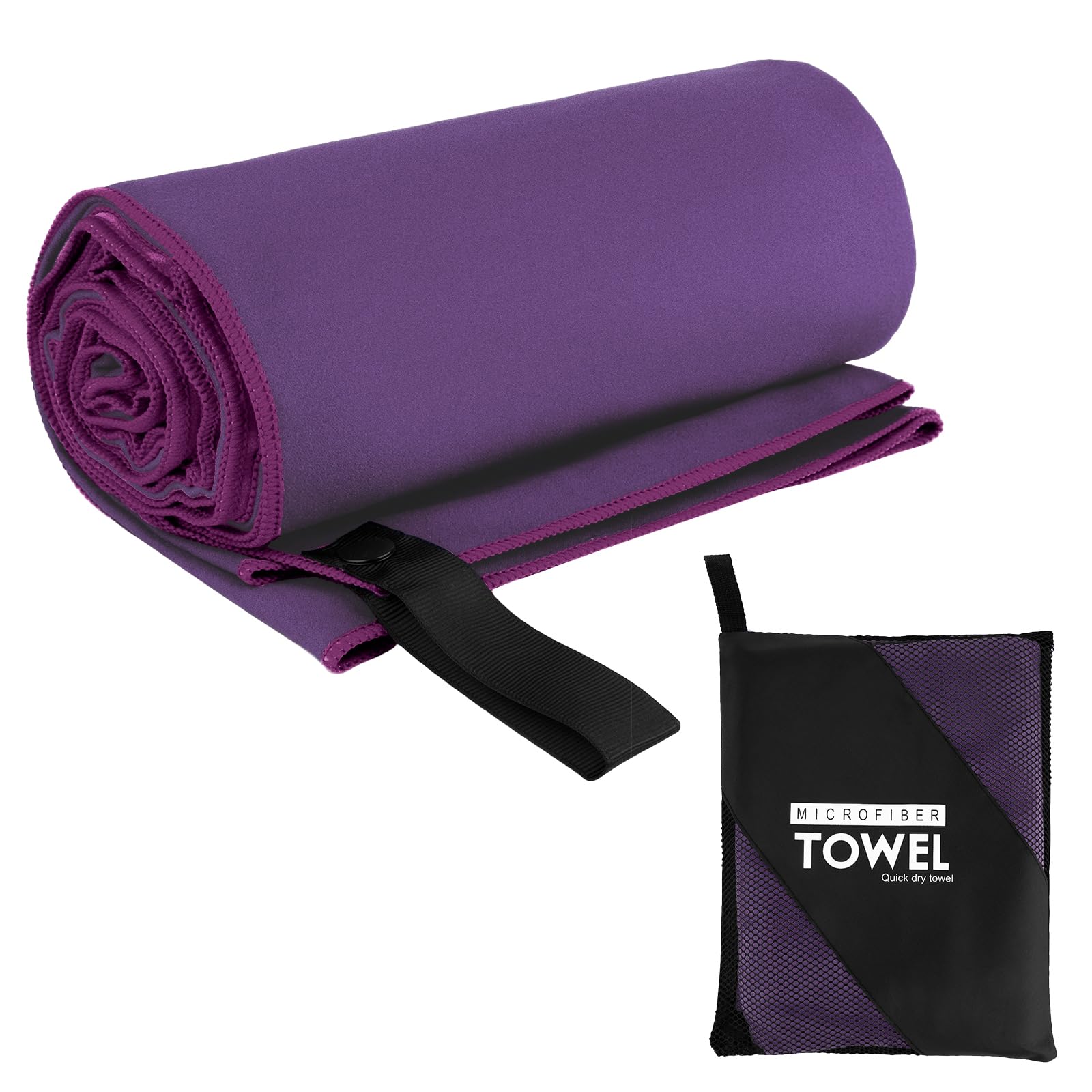Muka Hot Yoga Mat Towel skidproof Yoga Mat Cover Microfiber Absorbent for Pilates, Purple Beach Towels 72x32 Inch