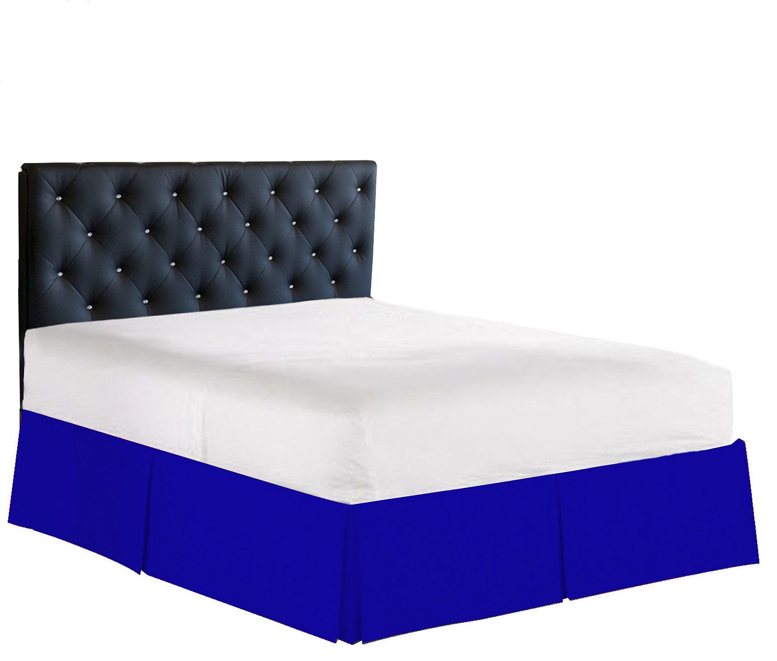 Elegance Linen Luxury 1500 Thread Count Wrinkle & Fade Resistant Egyptian Quality Bed Skirt/Dust Ruffle - Pleated Tailored 14inch Drop, Full, Royal Blue