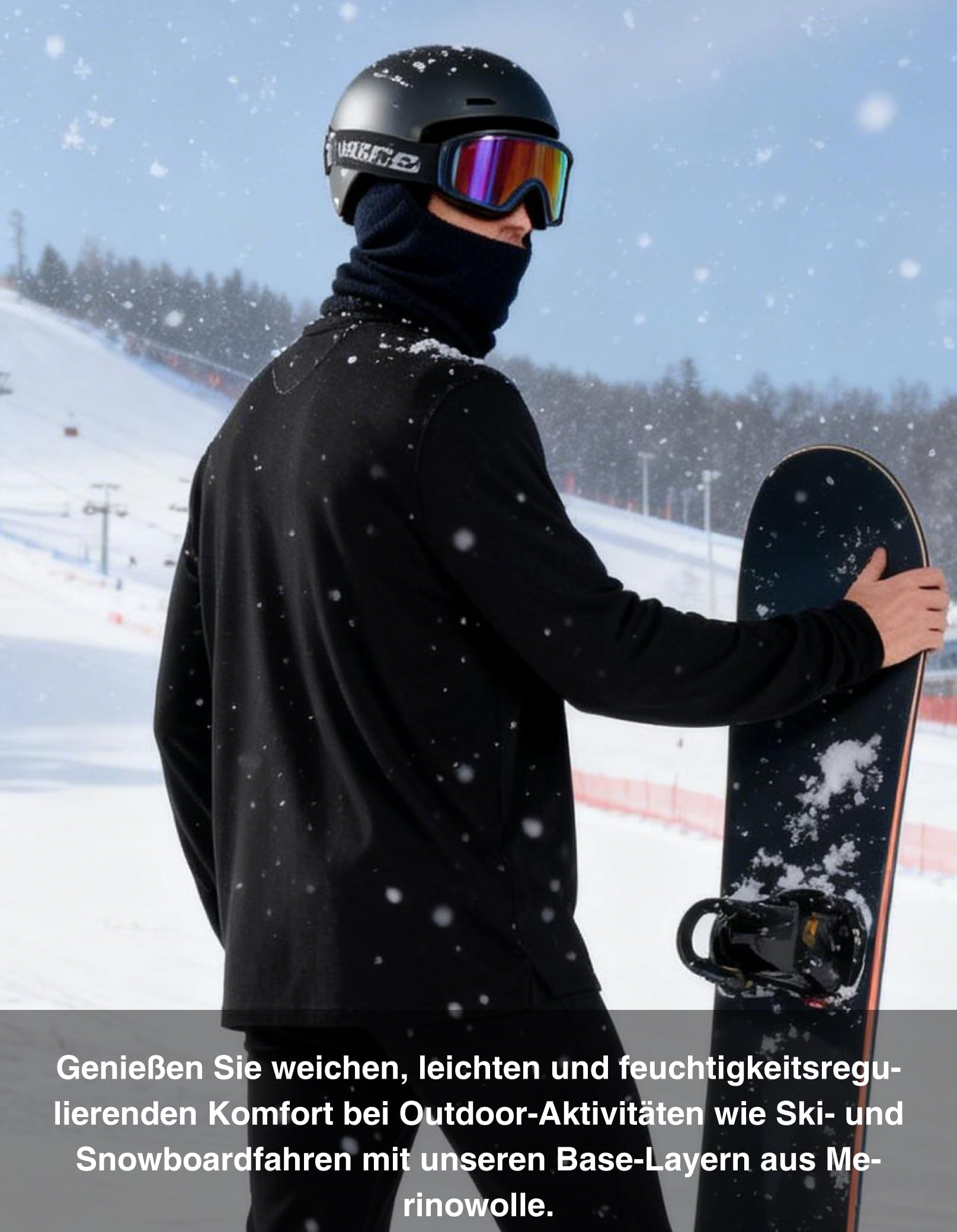 Merinowolle Thermounterwäsche Herren, Set aus Ober- und Unterteil | Ober- und Unterteil aus feiner 17,5-Mikron-Merinowolle für atmungsaktive Wärme, Feuchtigkeitsmanagement und kalte Tage.