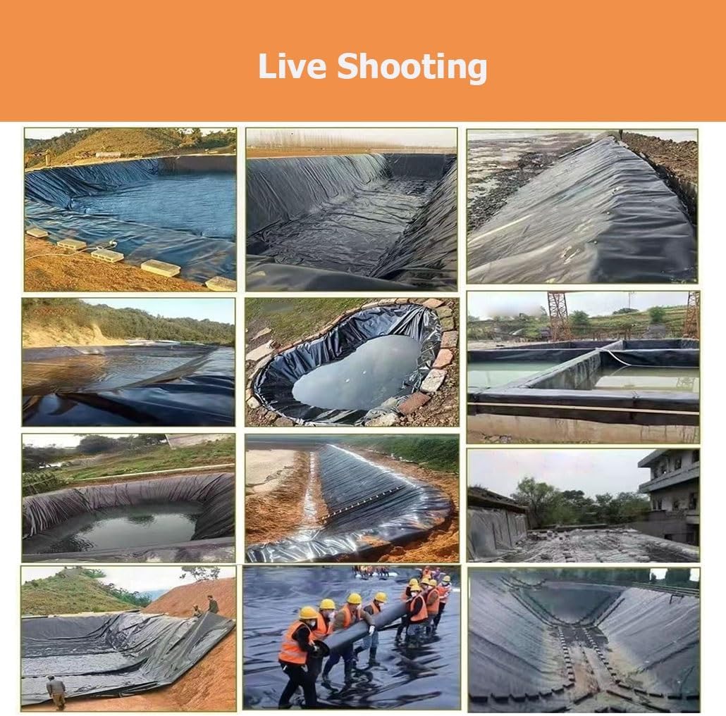 Reinforced HDPE Pond Liner, Koi Pond Liners for Outdoor Ponds, Fish, Duck, Garden Raised Bed Waterscape, Fountain, Waterfall, Aquaculture, Stream, Easy to Cut(3x3.5m)