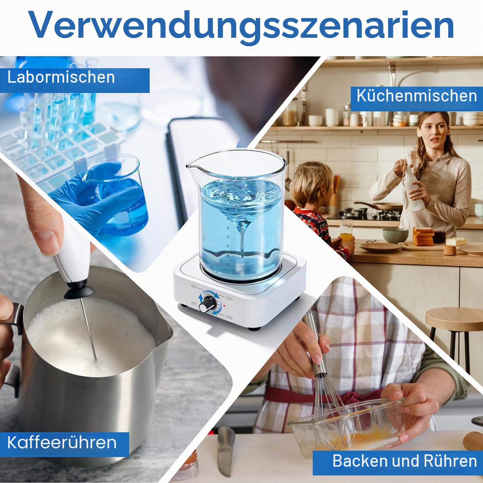 Magnetrührer, Magnet Rührer, Magnetic Stirrer, Magnetischer Mischer, Magnetrührer Mit Heizplatte, Magnetrührstäbchen Max Rührleistung 1500 Ml USB-Betriebener Für Labor Und Heimbrauen