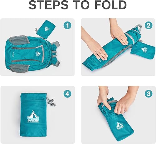 Miniatura 5 de G4Free Mochila de senderismo, resistente al agua, ligera, plegable, para viajes, camping, al aire libre, Azul verdoso, Mochilas Daypack