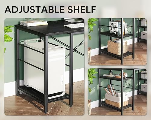 Miniatura 64 de Bestier Escritorio en forma de L con estantes, escritorio esquinero reversible de 86.6 pulgadas o mesa larga para 2 personas para oficina en casa,