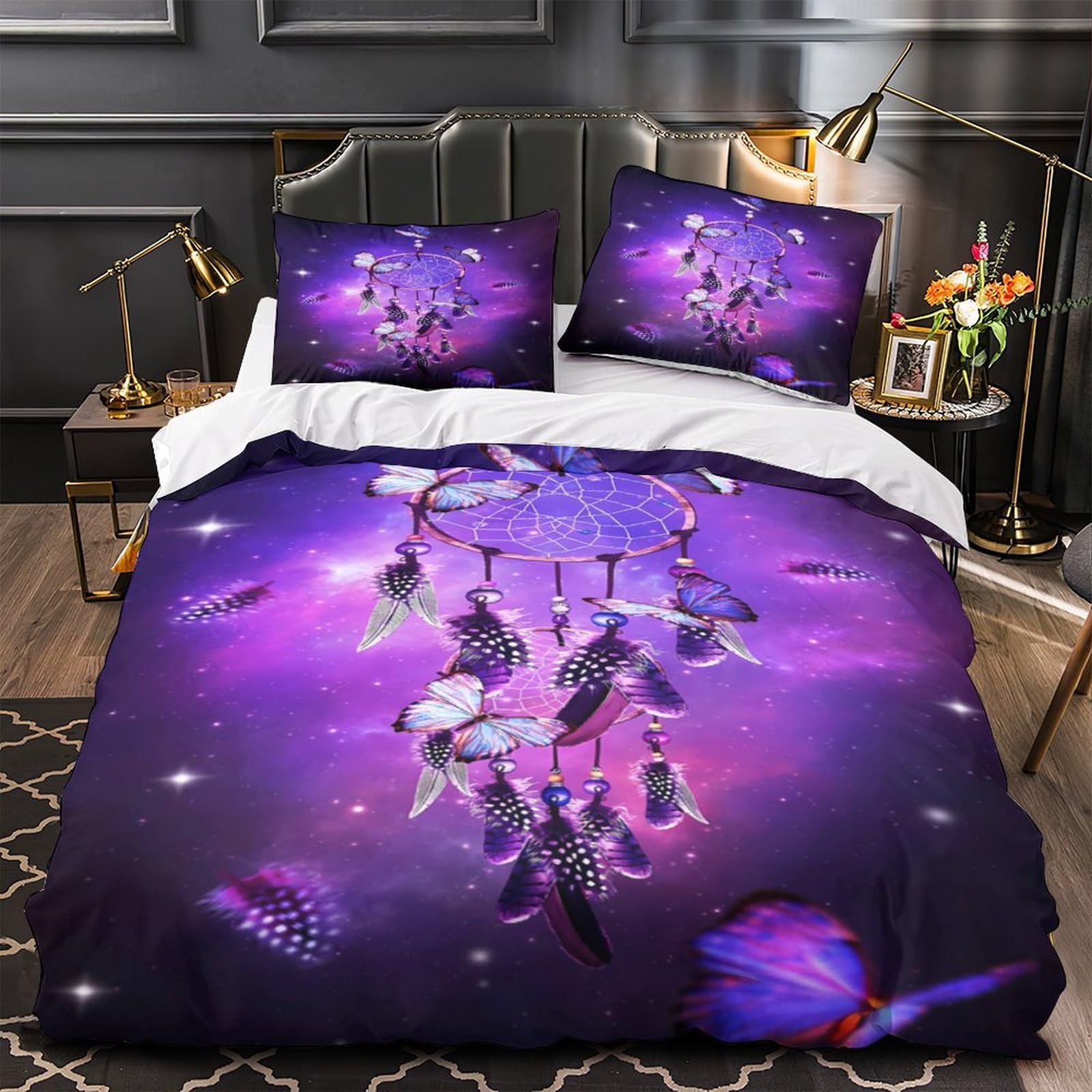 Housse de couette violette motif papillon en cadeau idéal pour chambre d'hommes et enfants