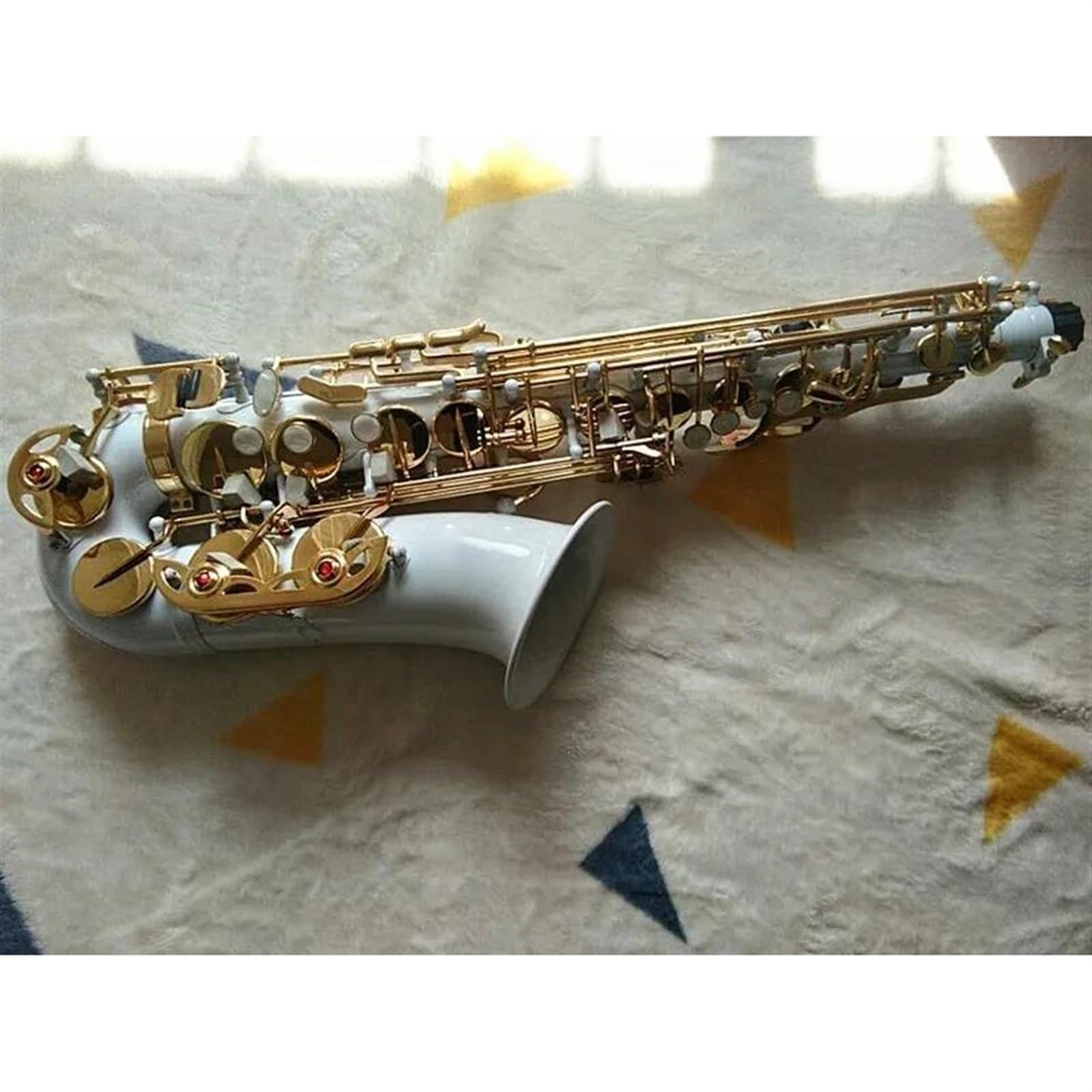 Saksofon Instrumenty Muzyczne Saksofon Altowy Z Białym Złotym Kluczem, Model Saksofonu Altowego Ustnik I Futerał (Color : Leather bag)