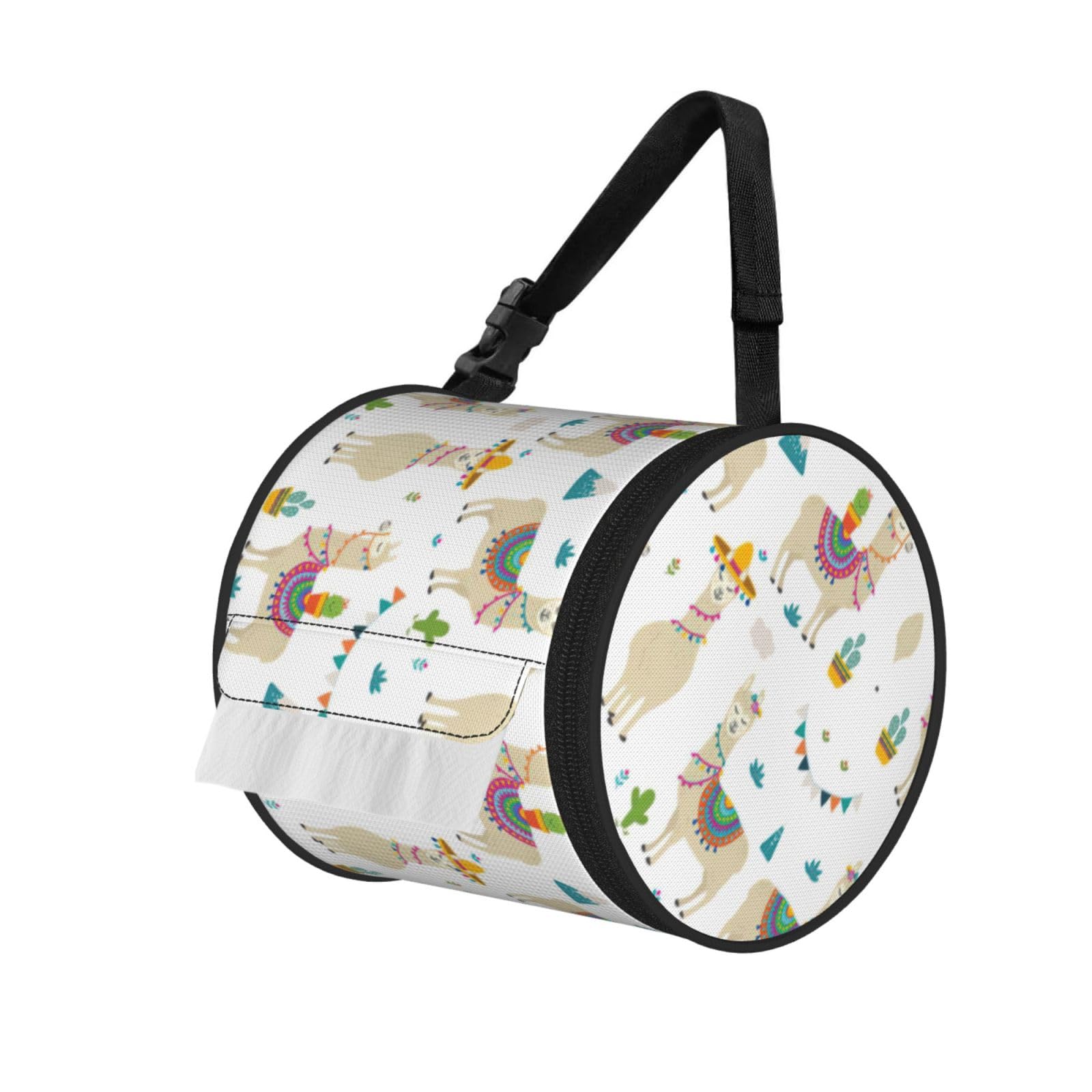 Camel cactus Printed Roll Paper Carrier Bag, Foldable Oxford Cloth Tissue Case for Camping Hiking Backpack