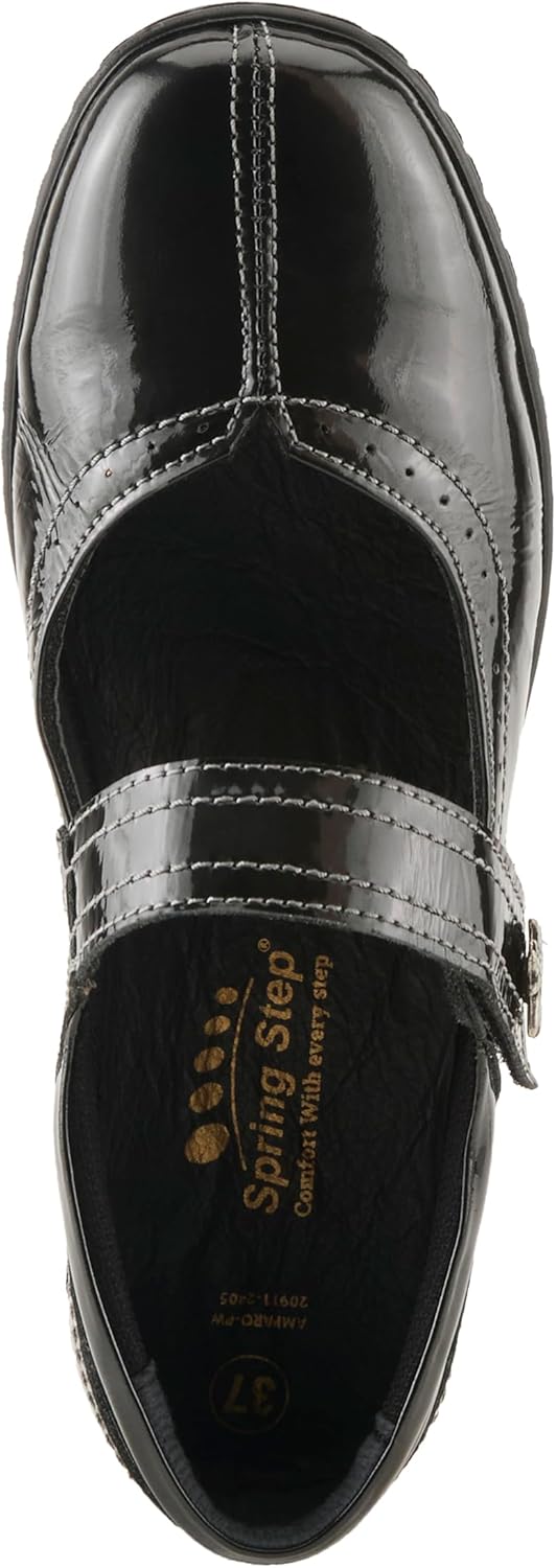 Spring Step Women's Amparo Mary Jane Flat - Black Patent - EU 39 / US 8.5