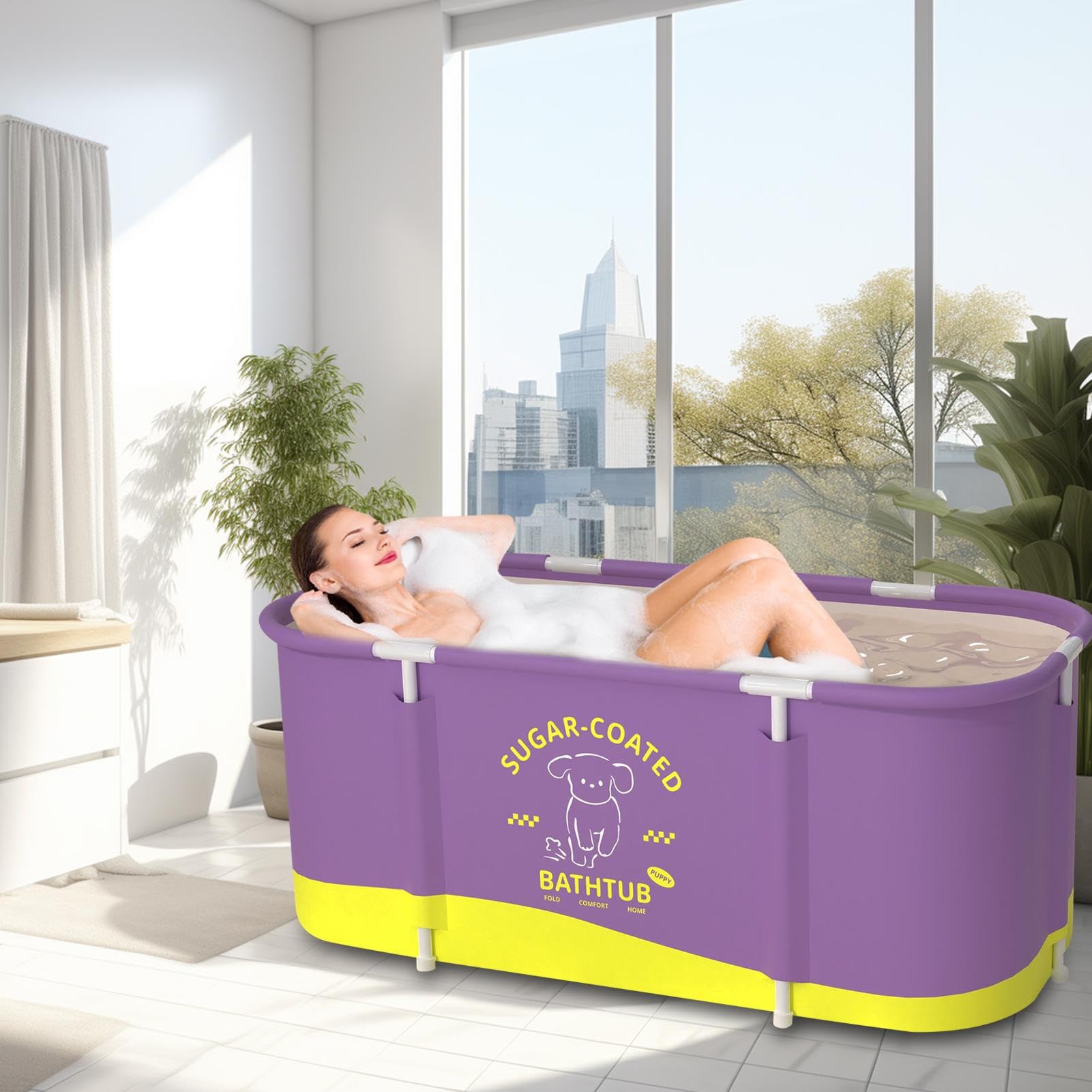 Tragbare Badewanne für Duschkabine Faltbare verstärkte Badewanne mit großem | 115x60x50 cm für Warm- und Kaltwasser für Zuhause, Camping, Garten, Terrasse, Sommer, Schwimmbad, Was