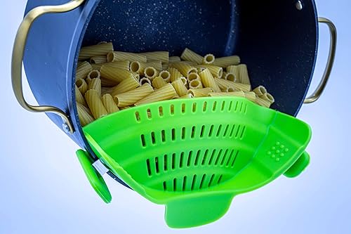 Miniatura 2 de Colador ajustable a presión para ollas, sartenes y cuencos, silicona de grado alimenticio y resistente al calor, colador de clip para pasta, frutas,
