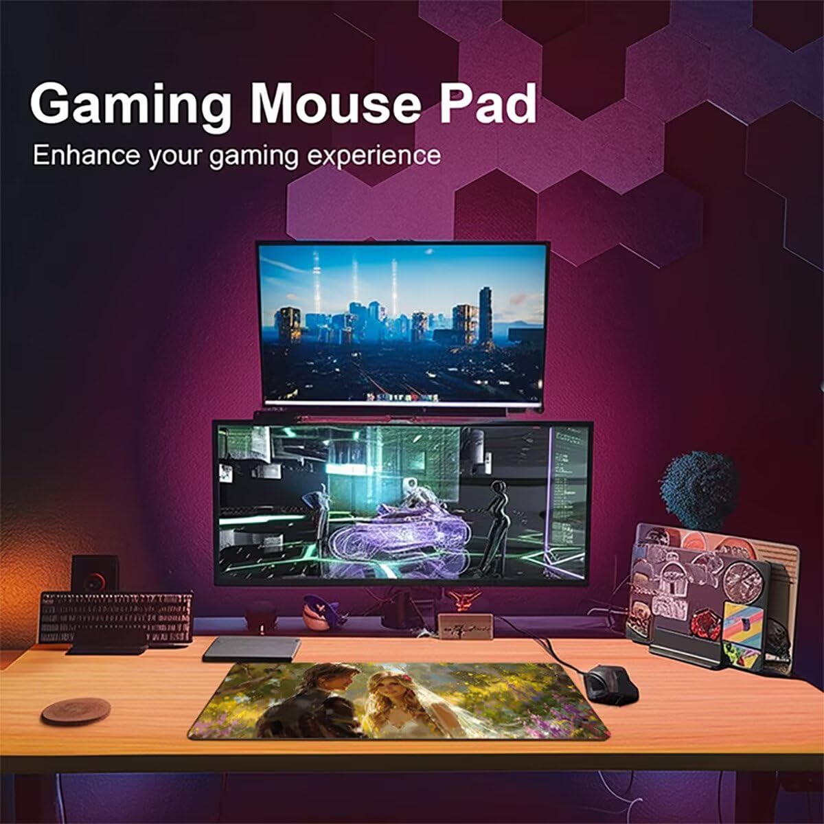 Tappetino per Mouse Gaming XXL 1200x600x3mm– Ufficio Mousepad Grande – Migliora la Velocità e la Precisione Tenuta Stabile Sottomano per Ufficio e Casa Accessori Scrivania Arte Figurativa PjY757 5-M